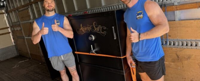 Move Lite gun safe movers with a large American Security gun safe secured in a moving truck in Chesterfield MO