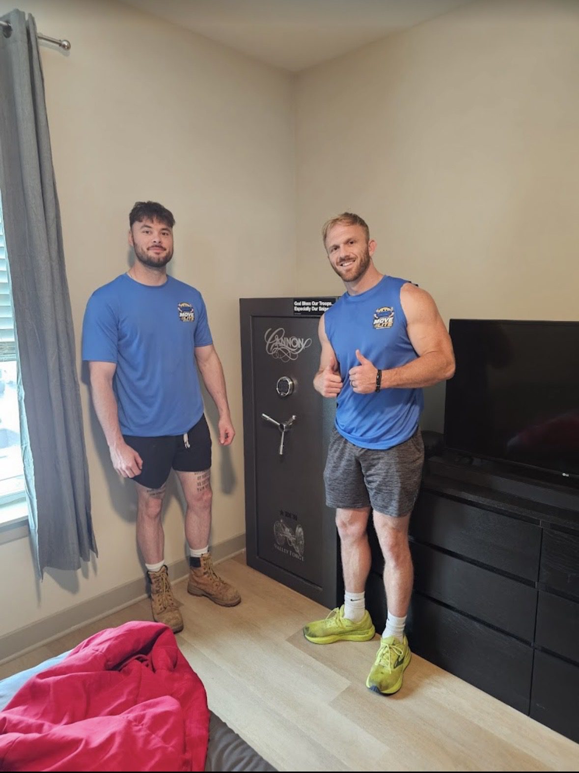 Move Lite gun safe movers placing a heavy gun safe in a Chesterfield MO home